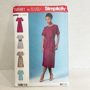 Simplicity Sewing Pattern S8981 R5 Sz 14-22 Dress‎ with Four Options Easy To Sew